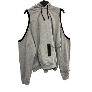 LF Women Los Angeles Grey Hoodie Cotton with Shoulder Cutouts Size M A000465